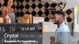  Presentation with food truck - Presentation design with billboard at food truck background and a dark gray colored foreground