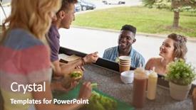  Presentation with food truck - Cool new presentation with street sale eating and people backdrop and a tawny brown colored foreground