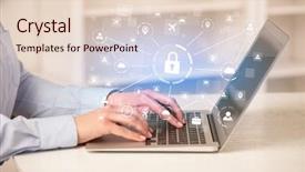  Presentation with chest - PPT theme enhanced with international security - business woman below chest working background and a lemonade colored foreground