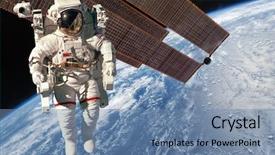  Presentation with international space station - Presentation design having international space station and astronaut background and a seafoam green colored foreground