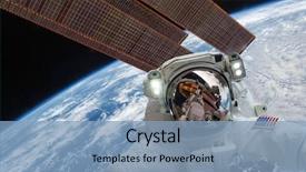  Presentation with international space station - Amazing presentation theme having international space station and astronaut backdrop and a light blue colored foreground