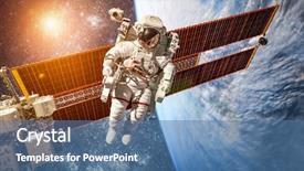  Presentation with international space station - Slides having international space station and astronaut background and a teal colored foreground
