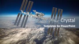  Presentation with international space station - Presentation design consisting of international-space-station-over background and a gray colored foreground
