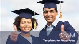  Presentation with international education - Audience pleasing PPT layouts consisting of international students in mortar boards backdrop and a  colored foreground