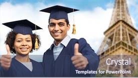  Presentation with international education - Presentation featuring international students in mortar boards background and a  colored foreground