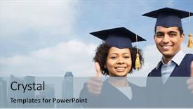  Presentation with international education - Slide deck with international students in mortar boards background and a  colored foreground