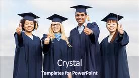  Presentation with international education - PPT layouts consisting of international students in mortar boards background and a  colored foreground