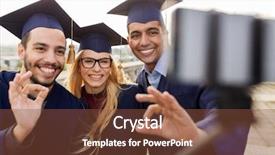  Presentation with international education - Theme featuring international students in mortar boards background and a tawny brown colored foreground