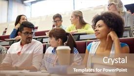  Presentation with international education - PPT theme enhanced with international students with books background and a  colored foreground