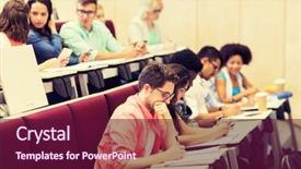  Presentation with high school students - PPT theme consisting of international students with notebooks writing background and a  colored foreground