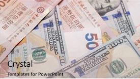  Presentation with hong kong stock market - Slide deck having international trade policy - hong kong and american dollar background and a light gray colored foreground