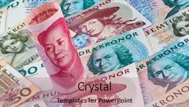  Presentation with international trade - Beautiful presentation theme featuring international trade policy - swedish krona the currency backdrop and a coral colored foreground