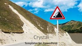  Presentation with traffic road - Amazing slide set having international-traffic-sign-falling-rock backdrop and a  colored foreground