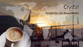  Presentation with queue - Theme consisting of international travel - airport coffee and traveling background and a coral colored foreground