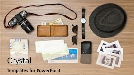  Presentation with vintage retro - Beautiful theme featuring international travel background backdrop and a coral colored foreground