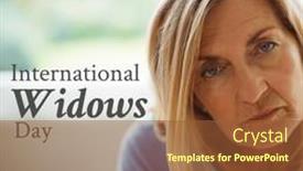  Presentation with widows - PPT theme featuring international-widows-day-text background and a tawny brown colored foreground