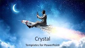  Presentation with rocket - Cool new PPT layouts with internet - aviator riding rocket mixed media backdrop and a light blue colored foreground