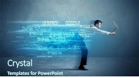  Presentation with wireless - Amazing PPT theme having internet - business man running with media backdrop and a ocean colored foreground