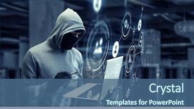  Presentation with computer attack - Slides having internet - computer privacy attack mixed media background and a ocean colored foreground