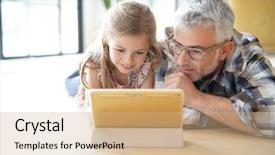  Presentation with daughter - Presentation design with internet - daddy and daughter having fun background and a coral colored foreground