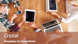  Presentation with new technology - Presentation theme with internet - family using new technology overhead background and a red colored foreground