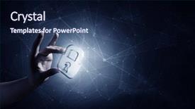  Presentation with internet security - Beautiful PPT theme featuring internet - hand of businessman on dark backdrop and a navy blue colored foreground