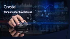  Presentation with wireless internet - PPT theme having internet - hand using wireless mouse background and a navy blue colored foreground