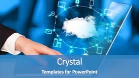  Presentation with new technology - PPT layouts featuring internet - hand working with a cloud background and a teal colored foreground