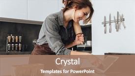  Presentation with dough - PPT theme having internet - image of young pretty lady background and a coral colored foreground