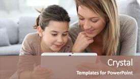  Presentation with digital pedagogy - Cool new slides with internet - mother and daughter playing backdrop and a coral colored foreground