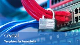  Presentation with data protection - Colorful presentation enhanced with internet - network and data protection concept backdrop and a teal colored foreground