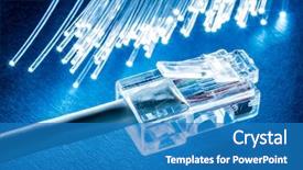 Presentation with optical fibers - Theme with internet - network cable and optical fibers background and a teal colored foreground