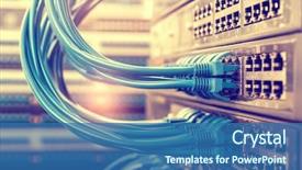 Presentation with data center - Slides enhanced with internet - network cable and switch data background and a ocean colored foreground