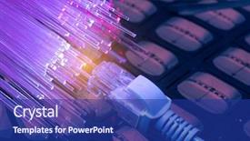  Presentation with optical - Cool new PPT theme with internet - network cables closeup with fiber backdrop and a navy blue colored foreground