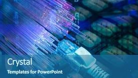  Presentation with optical - Theme featuring internet - network cables closeup with fiber background and a ocean colored foreground