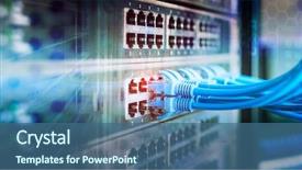  Presentation with data center - Cool new presentation with internet - network panel switch and cable backdrop and a ocean colored foreground