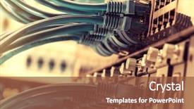  Presentation with data center - Presentation theme featuring internet - network panel switch and cable background and a tawny brown colored foreground