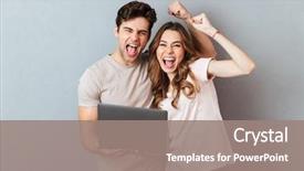  Presentation with internet - Cool new PPT layouts with internet - portrait of a satisfied happy backdrop and a gray colored foreground