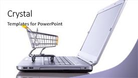  Presentation with shopping - Amazing slides having internet - shopping-cart over a laptop isolated backdrop and a white colored foreground