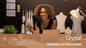  Presentation with entrepreneur - Presentation theme enhanced with internet - two young entrepreneur women background and a coral colored foreground