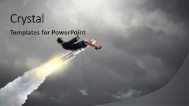  Presentation with rocket - Presentation enhanced with internet - woman on space rocket mixed background and a light gray colored foreground