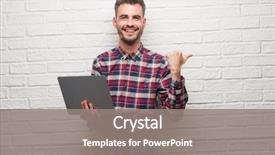  Presentation with special education young adult man - Presentation theme having internet - young adult man over brick background and a gray colored foreground