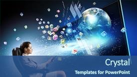  Presentation with nasa - Beautiful PPT layouts featuring internet - young businesswoman in chair near backdrop and a ocean colored foreground