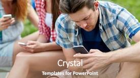  Presentation with internet addiction - Colorful PPT theme enhanced with internet addiction technology and people backdrop and a coral colored foreground