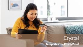  Presentation with online shopping - Slide deck featuring internet-bank-online-shopping background and a coral colored foreground