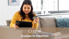  Presentation with online shopping - Slide deck with internet-bank-online-shopping background and a coral colored foreground