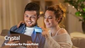  Presentation with credit card - Theme having technology internet banking and people background and a tawny brown colored foreground