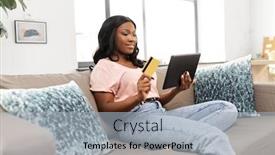  Presentation with online banking - Cool new presentation theme with internet-banking-online-shopping backdrop and a light gray colored foreground