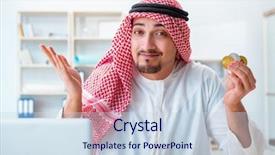  Presentation with mining - Presentation design with internet banking presentation - arab man with bitcoin background and a  colored foreground