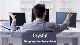  Presentation with tv screens noise on old - Slide set featuring internet banking presentation - businessman sitting in front background and a  colored foreground